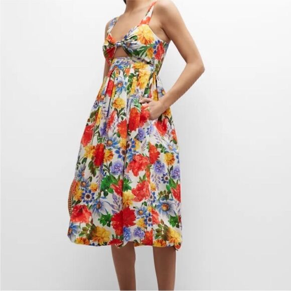 NWT Cara Cara Laurel Dress Egret Blossoms-L15 - Picture 2 of 12